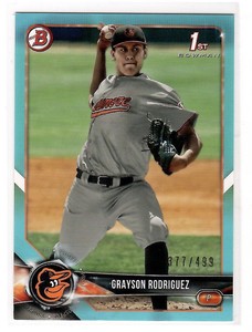 2018 BOWMAN DRAFT GRAYSON RODRIGUEZ SKY BLUE 377/499