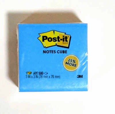 Post-It Note Cube, 3 x 3 Inch, 500 Sheets, Blue, Pink, Orange, 2027-PKOR-B - Image 1 of 3