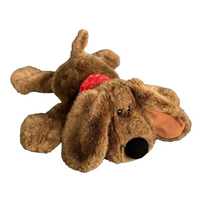 复古动物冒险毛绒狗小狗软呢棕色 15 英寸 1999 红色头巾豆 — 第 1/4 张图片