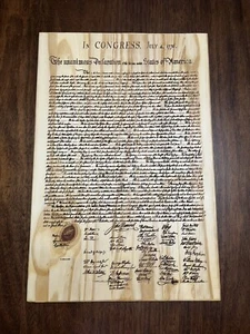 Declaration of Independence Laser Engraved on Wood 16 in. X 24 in. - Picture 1 of 5