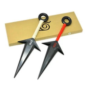 UK Seller 2PCS Japan Anime Naruto Cosplay Kunai Replica Weapons Toy Red&White - Picture 1 of 2