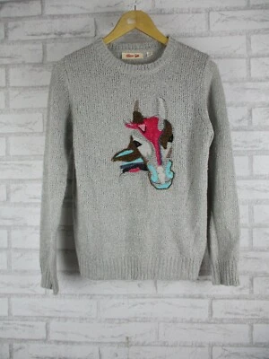 Goma Niñas Adolescentes Jersey Top Suéter Gris Bordado Cuentas 14 Caballo Estampado Tejido Foto 1 de 4