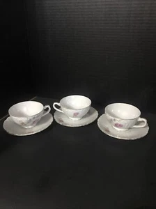 3 - Cup And Saucer Sets Vienna Woods Fine China Pink Roses - Picture 1 of 4