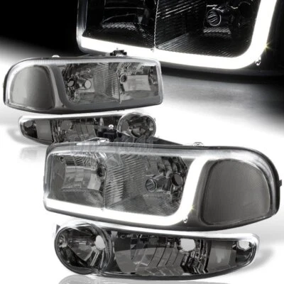 Faros LED DRL transparentes para GMC Yukon XL Denali 2001-2006 + parachoques 4 piezas Foto 1 de 4