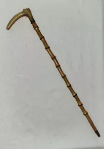 Walking Swagger Cane Howell London 19" Bamboo unique rare antler head vintage - Picture 1 of 17