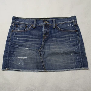 Lucky Brand Size 4/27 Blue Denim Distressed Raw Hem Blossom Mini Skirt - Picture 1 of 6