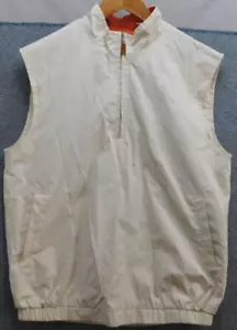 Peter Millar Belseta Vest Untrafine Microfiber Full Zip Mens M Ivory Orange - Picture 1 of 14