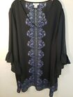 Avenue Plus Size 26/28 Strike A Pose 3/4 Sleeve Tunic Top Navy