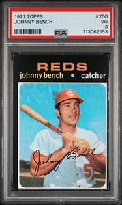 Johnny Bench 1971 Topps 250 PSA muy bueno 3 Cincinnati Reds graduado - Imagen 1 de 3