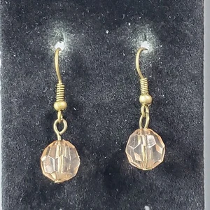 Dangle Beaded Earrings Gold Tone Retro Mid Century Modernist Boho Pierced 1.25" - Picture 1 of 9