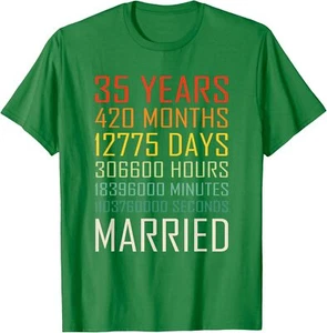 Vintage 35 years 420 months married 35th wedding anniversary T-Shirt Hoodie - Picture 1 of 10