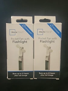 Pocket Fan With Flashlight Gray 2 Pack Mainstays Runs Up To 21 Hours - Picture 1 of 5
