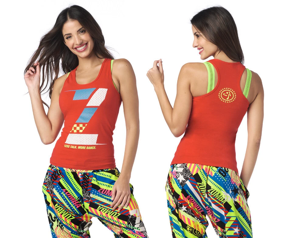 Camiseta sin mangas Zumba Less Talk More Dance espalda deportiva - ROJA ~ XS y XXL ~ ¡Nueva! Foto 1 de 1
