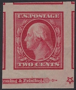 US # 344 - Imperf - Unused, NO GUM - Double transfer in Star - Gem (P-3113) - Picture 1 of 2