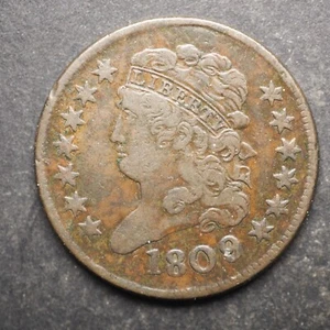 1809  CLASSIC HEAD   HALF CENT- **NICE COIN!** - FREE SHIPPING! M4769 - Picture 1 of 2