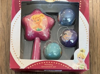 Disney Tinker Bell & Fairies Top Conjunto de Adornos de Navidad Peter Pan Shatterprof Foto 1 de 2