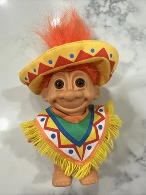 1990's Russ Berrie MEXICAN Troll AROUND THE WORLD 5" Figure RED HAIR - Image 1 of 4