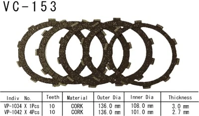 Honda XL250S 1981 moto de cross Vesrah embrague juego de fricción Foto 1 de 2