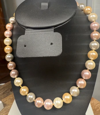 Honora 14K Gold Ming Pastel Tone Cultured Pearl Strand 10mm 18 inch - Image 1 of 4