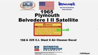1965 Belvedere Satellite Slant 6 不洗空气净化器贴花 2206376 MoPar 美国 — 第 1/2 张图片