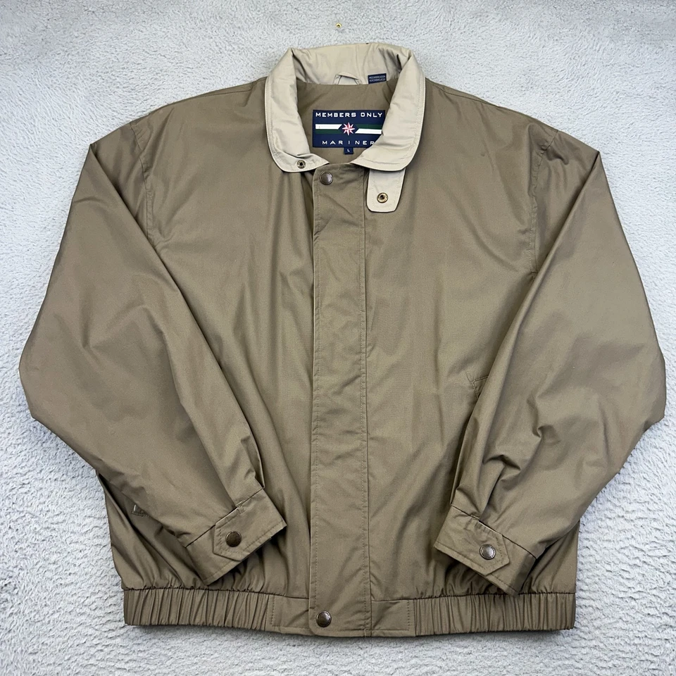 Members Only Mariner Jacket Mens Large Tan Beige Bomber Classic Coat Lightweight - Image 1 of 4