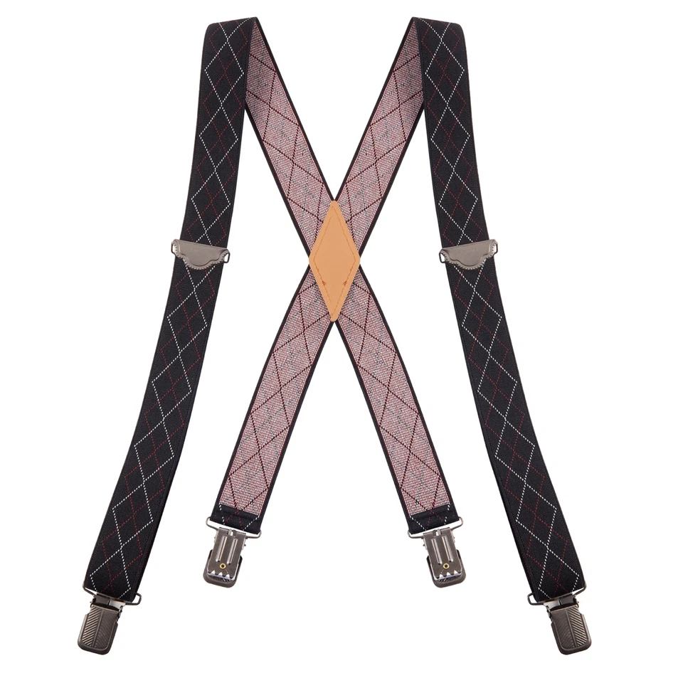 Buyless Fashion Suspenders Men - 48" Adjustable 1 1/4" X Back Black Clips - Image 1 of 4