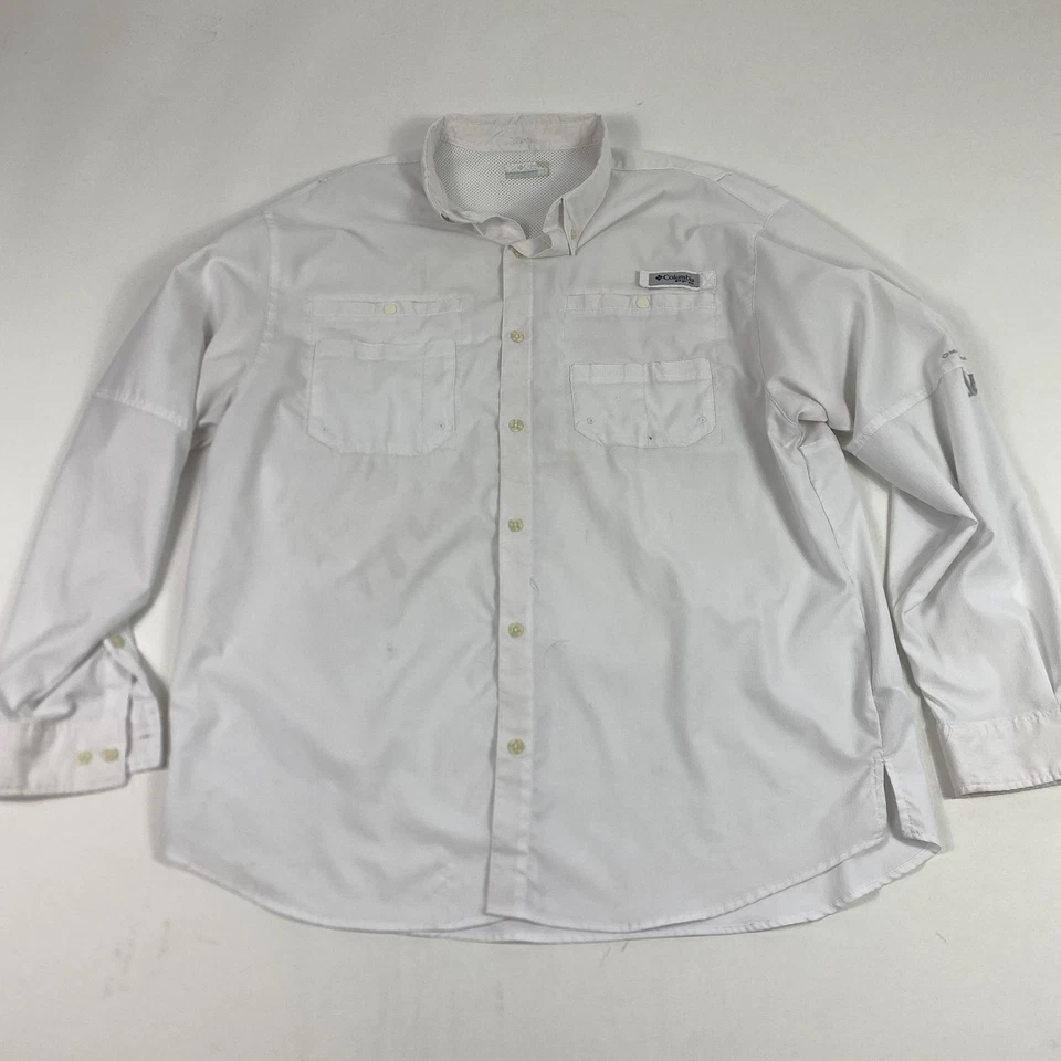 Columbia PFG Tamiami II Shirt Mens Extra Large White Long Sleeve Fishing Vented - Image 1 of 4