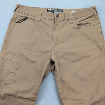 Pantalones Ariat Rebar M4 para hombre 36x30 caqui relajados rectos trabajo utilitario carpintero Foto 1 de 4