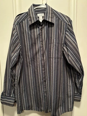 CONCEPTS By Claiborne Mens Black Striped Shirt Size L - Image 1 of 4