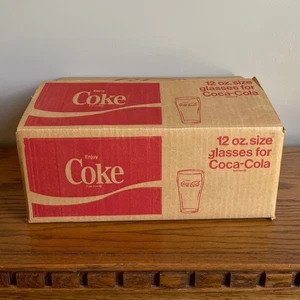 Vintage Libbey Coca Cola Glasses 12 oz. Case of 12 - NOS Dated 1980 - Picture 1 of 12