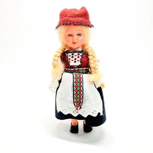 Vestido folclórico noruego tradicional vintage disfraz muñeca Hardanger Noruega ojo dormido - Imagen 1 de 12