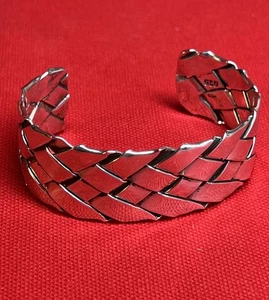 Heavy Sterling Silver 925 Braided Cuff Bracelet – 42.5g Handcrafted Design - Picture 1 of 12