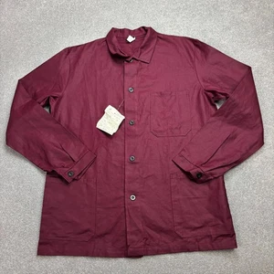 VTG French Jacket Adult Large Red Work Wear Canvas Chore Military Utility Men - Picture 1 of 9
