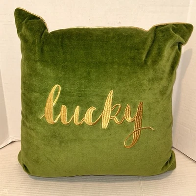 “Lucky” Toss Throw Pillow Green 18”x18” Threshold By Target - Image 1 of 4