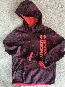 Under armour sweatshirt youth medium pink black retro hoodie long sleeve girls * - Picture 1 of 9