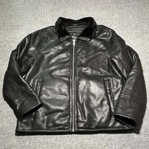 Marc New York Andrew Marc Jacket Mens XL Black Faux Leather Fur Lined - Picture 1 of 11