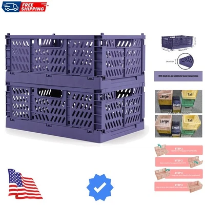 Paquete de 2 cajas para almacenamiento, cajas de almacenamiento de plástico apilables, caja plegable para... Foto 1 de 4