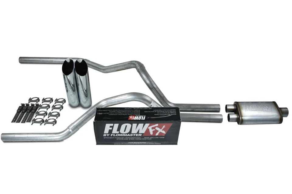Chevy GMC 1500 Truck 88-95 2.5" Dual Exhaust Kits Flowmaster Flow FX Slash Tip - Image 1 of 4