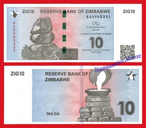 ZIMBABWE 10 Zig 2024 Serie AA Pick NEW SC / UNC - Foto 1 di 1
