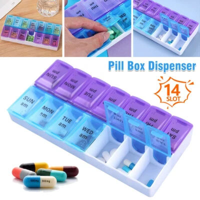 AM/PM Weekly Pill Box 7 Day Tablet Organiser Medicine Storage Dispenser Case