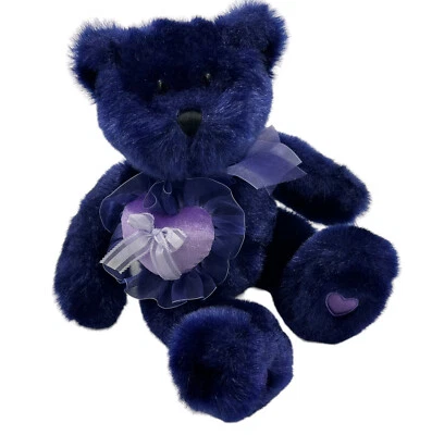 Peluche de oso de peluche púrpura de San Valentín con corazón aniversario amor animal de peluche Foto 1 de 4