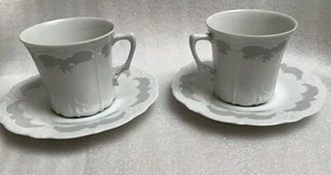 2 tazas y platillos Tirschenreuth Bavaria Orleans Baronesse secciones grises en relieve - Imagen 1 de 5