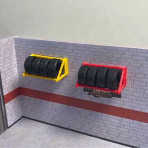 1:64 Wall Mounted Tire Rack Tire Display Stand Car Model Scene Props Accessories - Picture 1 of 11