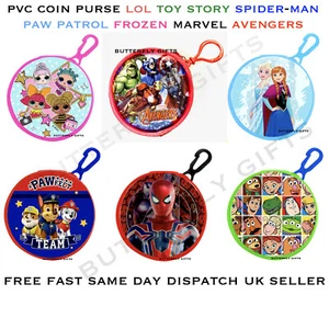 Children's Character Round Coin Wallet Purse & Clip PVC Front LOL Avengers Paw - Picture 1 of 18