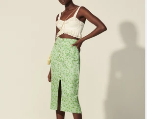 Sandro Paris Women's Skirt Size 3 / L Silk & Linen Straight Skirt SFPJU00483 - Picture 1 of 13
