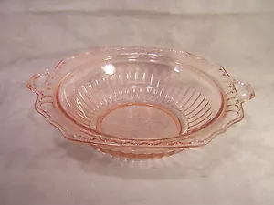 Anchor Hocking Glass Mayfair Pink Two Handled Vegetable Bowl - Picture 1 of 5