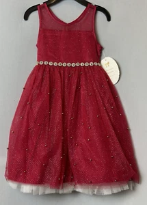 Christmas Dress Girls 6 Red Gold Sparkly Holiday American Princess - Picture 1 of 21
