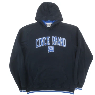 Moletom com capuz Cinch masculino médio preto azul bordado logotipo pulôver faroeste - Imagem 1 de 4