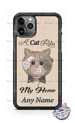 A Cat Rules My Home Patchwork Custom Phone Case For iPhone Samsung S20 LG Google - Image 1 of 4