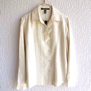 Allard Tracy Designer Shirt Top 12 Long Slv Button Pintuck Pleat New $178 Ivory - Picture 1 of 15